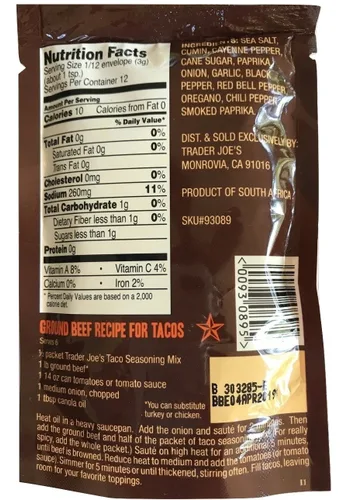 Vista 2 de Trader Joe's - Mezcla de condimentos para tacos, paquete de 1.3 onzas (paquete de 8)