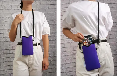 Vista 150 de Tainada Funda Estuche Bolsa de Neopreno para Teléfono para Hombres y Mujeres con Correa Cruzada/Cordón para el Cuello para iPhone 17/16/15 Pro Max