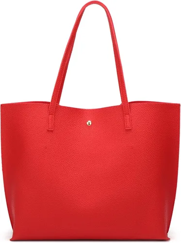 Vista 4 de Dreubea Bolsa de piel sintética suave de mujer tipo tote, para usar sobre el hombro, de gran capacidad, con borlas