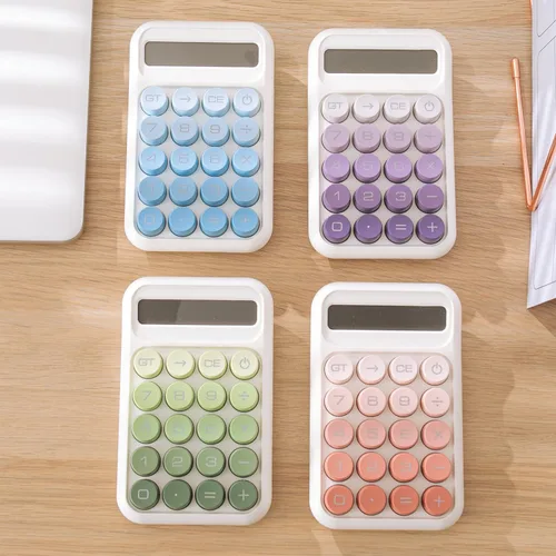 Vista 7 de Y YOMA Paquete de 1 calculadora de interruptor mecánico con pantalla LCD grande de 10 dígitos, botón grande, mini calculadora de escritorio linda