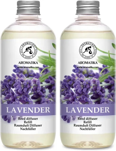 Recambio difusor de varillas lavanda con aceite esencial de lavanda, 34 onzas líquidas, 2 x 16.9 fl oz, repuesto para difusor de varillas de aceite