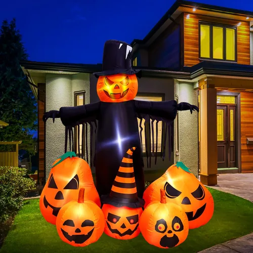Vista 7 de Max Fun 7FT Halloween Inflatables Pumpkin Decorations with LED Build-in Halloween Yard Decoration Blow Up Inflatables for Outdoor Indoor Garden Lawn