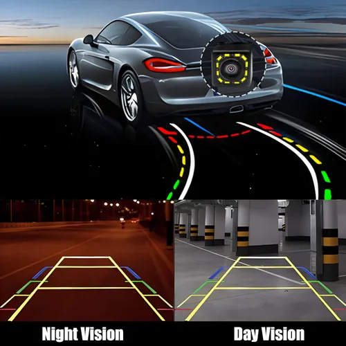 Vista 5 de QUICTO - Cámara de respaldo para auto, impermeable, ultra HD, 12 LED, visión nocturna, vista trasera, cámara de ángulo amplio de 170°, marco largo