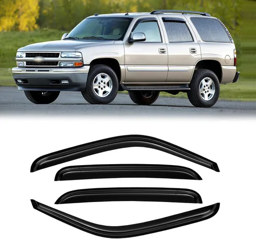 Vista 91 de Viseras de ventana para Chevrolet Silverado y GMC Sierra 1500 Crew Cab 2014-2018, protectores de lluvia, deflector de ventilación, sombra humo