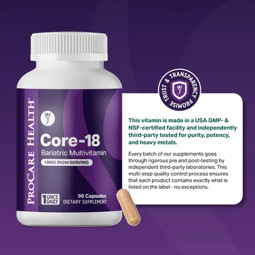 Vista 7 de ProCare Health Multivitamínico bariátrico con hierro de 18 mg (30 cápsulas fáciles de tragar) – Vitaminas bariátricas posoperatorias para píldoras