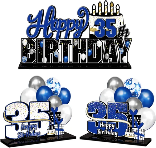 Vista 185 de LINGTEER Feliz 11º Cumpleaños Juego de Centros de Mesa de Acrílico Azul - Brindemos por Once Años Decoraciones de Regalo de Fiesta de Cumpleaños 11