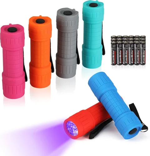 Vista 13 de EverBrite - Linterna de mano de 9 led (6 unidades), colores variados, pilas AAA incluidas; suministros para huracanes campamento, senderismo