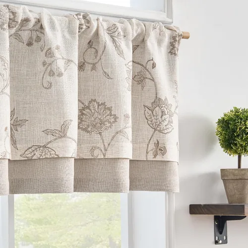 Vista 19 de Jinchan - Cenefa de Lino de Doble Capa para Primavera, Tratamientos para Ventanas de Estilo Granja para Pascua, de 18 Pulgadas, para Cocina y Sala