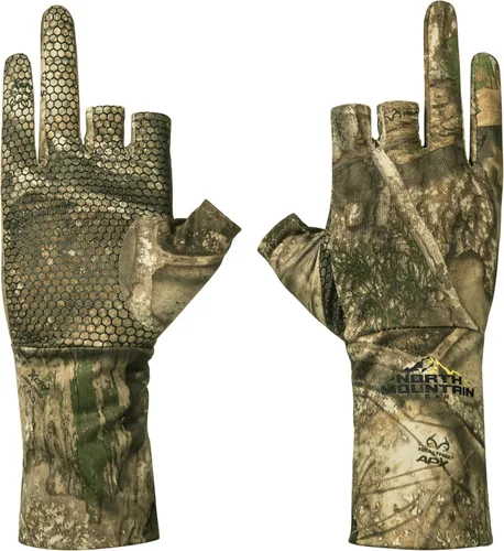 Vista 6 de North Mountain Gear Guantes de caza de camuflaje para hombre, sin dedos, forro de guante ligero
