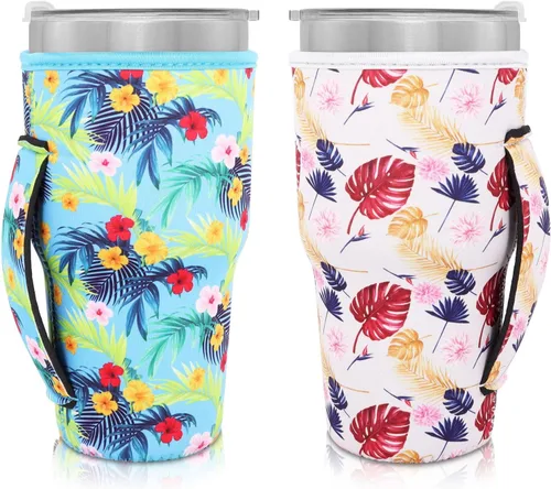 Vista 32 de Mangas aisladas de neopreno con asa para vasos de 30 a 32 onzas, funda reutilizable para tazas de café helado para tazas de café XL de 38-42 onzas