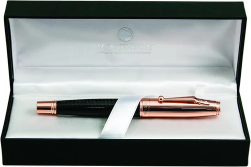 Vista 7 de Monteverde Invincia, oro rosa con pluma estilográfica de fibra de carbono negro (MV40062)
