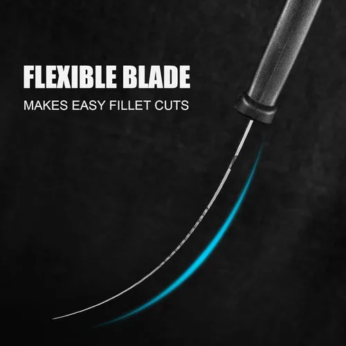 Vista 4 de Juego de 2 cuchillos de filete de pesca de acero inoxidable de 6.5 pulgadas para filetear, equipo de pesca, juego de herramientas de pesca