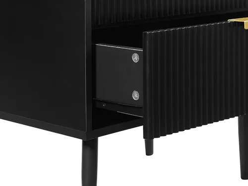 Vista 6 de Okvnbjk Cómoda de 4 cajones para dormitorio, cómoda de madera negra con asas de metal, cómodas altas y cómodas, armario de almacenamiento