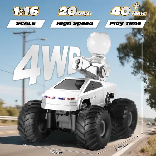 Vista 2 de Camión Cyber RC, auto de control remoto anfibio 1:16, camión monstruo RC impermeable con control remoto de 2.4 GHz, vehículo RC todoterreno 4WD