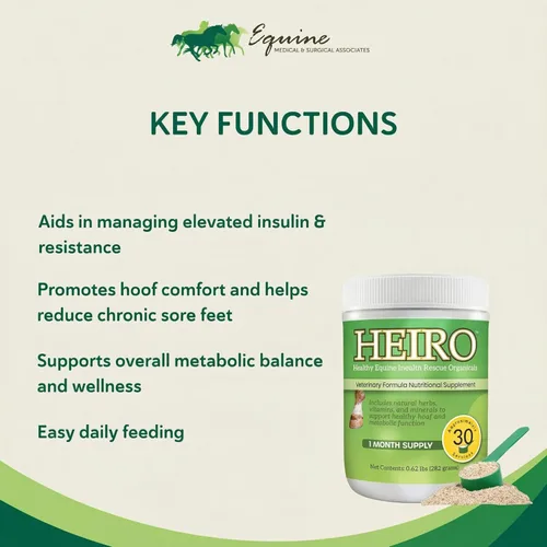 Vista 5 de HEIRO Suplemento nutricional saludable de rescate de insulina equina para caballos, mezcla de hierbas naturales con magnesio y vitamina E, apoya