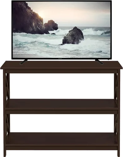 Vista 35 de Yaheetech Soportes de televisión y centros de entretenimiento con estante de almacenamiento de 3 niveles para sala de estar, gris