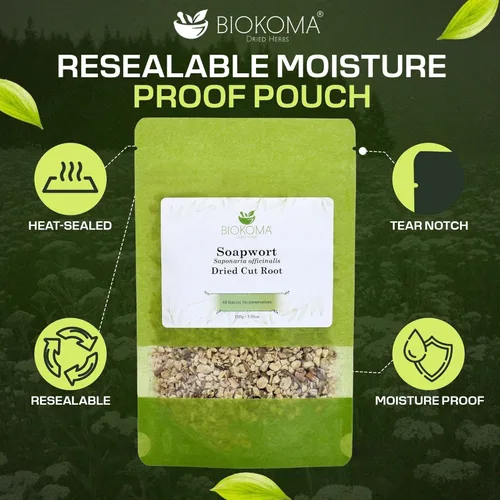 Vista 3 de Pure and Natural Biokoma Soapwort - Raíz seca de 3.55 onzas (3.55 onzas) en bolsa resellable a prueba de humedad