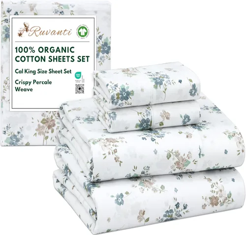 Vista 82 de RUVANTI - Juego de sábanas individual XL, 100% algodón orgánico, percal, certificado GOTS, 3 piezas, bolsillo profundo de 15 pulgadas, frescas