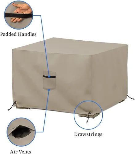 Vista 4 de Covers & All Funda otomana para exteriores, funda otomana impermeable de 12 onzas con propiedades resistentes a los rayos UV, funda cuadrada
