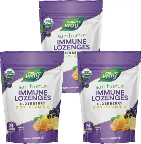 Vista 9 de Nature's Way Sambucus Pastillas de zinc con saúco y vitamina C, sabor miel y limón, 24 pastillas