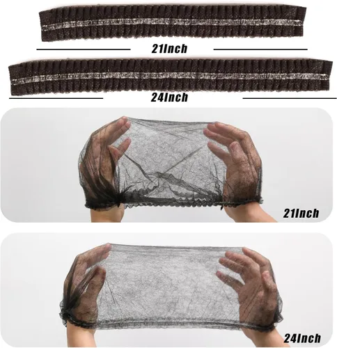 Vista 2 de Gorras Bouffant desechables, red de pelo de 24 pulgadas, tapón elástico para servicio de alimentos, cubierta de cabeza para dormir