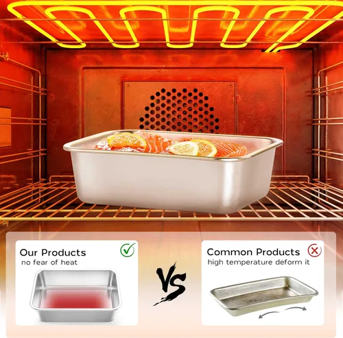 Vista 9 de Onader - Bandeja para lasaña profunda, rectangular de acero inoxidable de 10 x 8¼ pulgadas, bandeja para hornear de metal, apta para horno