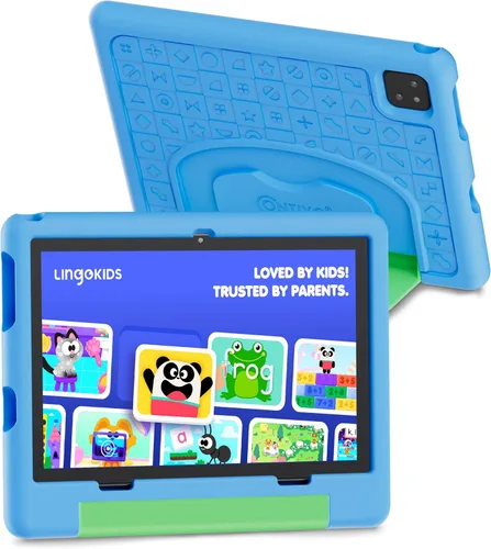 Contixo Tablet A10 para niños con 14 aplicaciones, Lingokids y Epic, pantalla HD de 10.1 pulgadas, Android 15, controles parentales, WiFi,