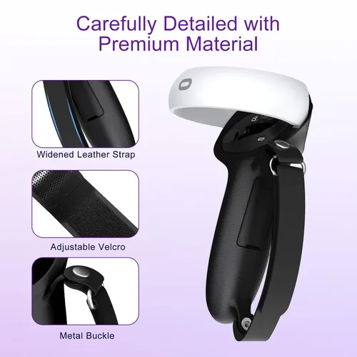Vista 5 de VirtualBuff Agarres de control para Meta Oculus Quest 2 - Mango extendido y fácil reemplazo de batería, accesorios de realidad virtual con cubierta