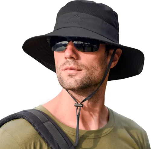 Vista 37 de Sombreros de sol para hombres y mujeres, sombrero de pesca UPF 50+ transpirable de ala ancha de verano con protección UV