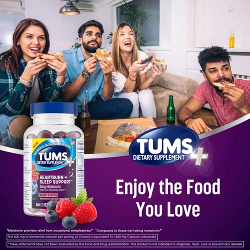 Vista 7 de TUMS Suplemento dietético masticable para la acidez estomacal Plus Sleep Support para alivio ocasional de la acidez estomacal más apoyo para dormir
