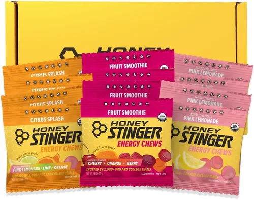 Vista 25 de Honey Stinger Masticables energéticos orgánicos Citrus Splash, sin gluten y sin cafeína, para ejercicio, correr y rendimiento, nutrición deportiva