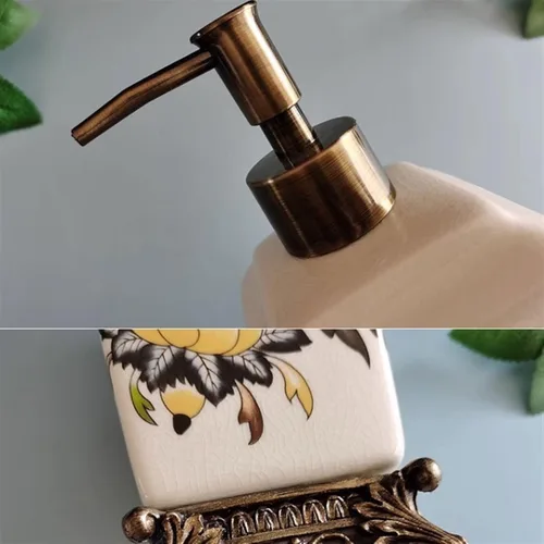 Vista 3 de Soap Dispensers 340ML Personalized Crack Ceramic Soap Dispenser Retro Large Lotion Sub Bottle Resin Base Reusable Pump-Bottles Dispensers Soap