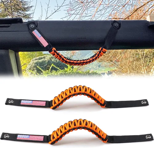 Vista 12 de Asas de Agarre para Barra Antivuelco para Ford Bronco 2021 2022 2023 2024 2025 de 2 Puertas 4 Puertas Accesorios Mango de Agarre de Paracord, Sin