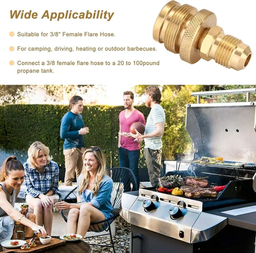 Vista 7 de WADEO Adaptador regulador de tanque de propano portátil de 1 libra, conexión a rosca hembra de 3/8 pulgadas, piezas de estufa de parrilla de camping