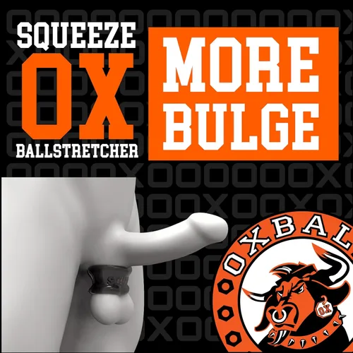 Vista 2 de OXBALLS Estirador de bolas para apretar, anillo grueso y flexible de Blubbery que convierte tus nueces en perchas bajas y pesadas, saco de goteo