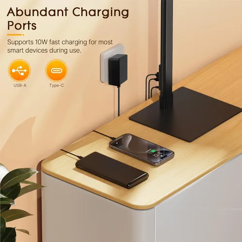 Vista 4 de Syrinx Desk Lamp with Base, Eye-Caring Desk Lamps for Home Office with Gesture Sensor Switch, Dual Screen Computer Monitor LED Desk Light, 24W 25