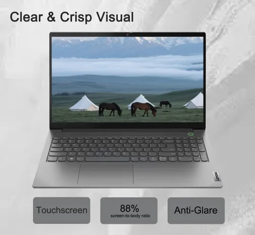 Vista 3 de Lenovo ThinkBook 15 Gen 4 Business Laptop (pantalla táctil IPS FHD de 15.6 pulgadas, Intel 10-Core i7-1255U, 16 GB de RAM, 512 GB SSD), cámara web