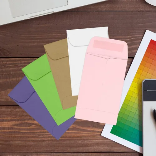 Vista 7 de LUXPaper Sobres para monedas #1 2 1/4 pulgadas x 3 1/2 pulgadas Rosa caramelo Texto de 80 libras 50