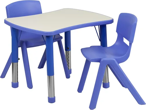 Vista 10 de Flash Furniture Emmy 21.875 pulgadas de ancho x 26.625 pulgadas de largo, color rojo, mesa de actividades rectangular de plástico ajustable