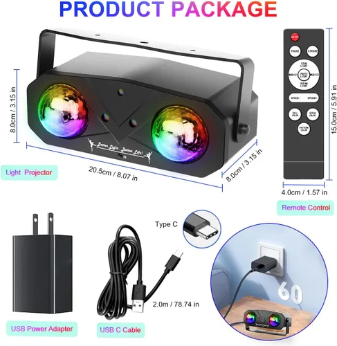 Vista 7 de Bola de discoteca con luz, luz de fiesta para DJ de discoteca, proyector de estrella oceánica estroboscópica, luz de baile activada por sonido