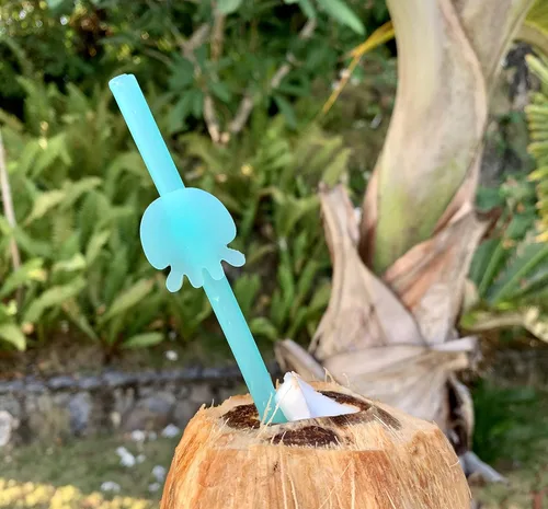 Vista 4 de Pajitas de silicona reutilizables, paquete de 2 + 1 cepillo de limpieza. 7.8 pulgadas de largo, sin BPA, ecológico, silicona de grado alimentario.