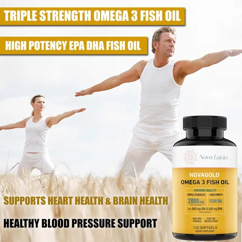 Vista 8 de NovaGold - Aceite de pescado Omega 3, suplemento de alta resistencia EPA DHA de 2000 mg - Cápsulas blandas sin erupciones fáciles de tragar - Apoya