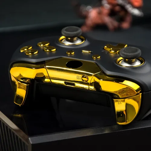 Vista 3 de eXtremeRate LB RB LT RT Bumpers Triggers D-Pad ABXY Start Back Sync Buttons, Chrome Gold Full Set Buttons Repair Kits with Tools for Xbox One