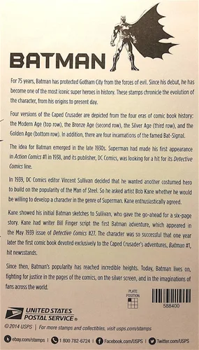 Vista 2 de USPS Batman DC Comics Forever Stamps - hoja de 20 - Scott 4928-35