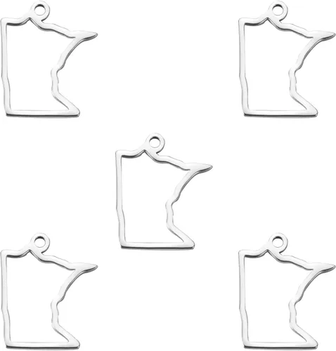 Vista 75 de kkjoy 5 piezas de dijes de mapas de continentes huecos de EE. UU. con colgante para hacer joyas y manualidades, accesorios de mini dijes de acero