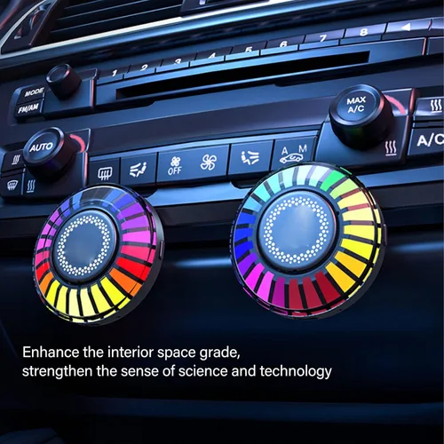 Vista 6 de Luces interiores para automóvil, 2 lámparas magnéticas de ritmo RGB, 32 bits que cambian de color, control de aplicación, luz de ritmo LED de música