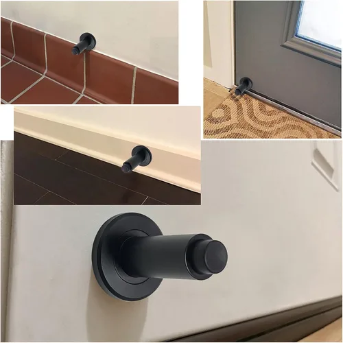 Vista 2 de Sumnacon Tope de puerta ajustable y resistente, tope de puerta moderno de acero inoxidable con amortiguador de goma, tope de puerta de metal montado