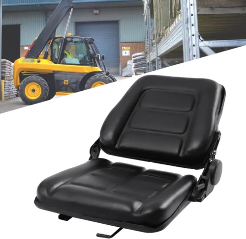 Vista 7 de OUKANING Asiento universal para carretilla elevadora, PVC negro, parte trasera de ángulo ajustable, 2 toboganes, compatible con tractor, excavadora