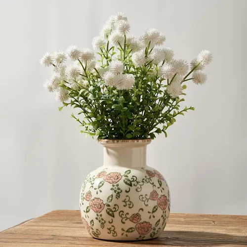 Vista 119 de SIDUCAL Florero decorativo de cerámica Florero rústico de 7.48 pulgadas para decoración del hogar, mesa, sala de estar, baño, escritorio de café