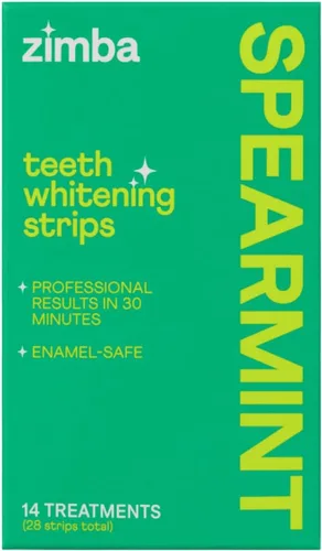 Vista 8 de Nuevas tiras blanqueadoras dentales Zimba con sabor a cereza Blanqueador dental vegano y seguro para el esmalte con peróxido de hidrógeno
